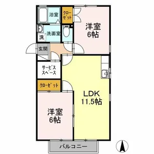 サンハイム ホウゲツ A棟【1階】の間取り