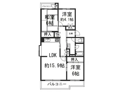 境谷西第二住宅17棟【4階】の間取り