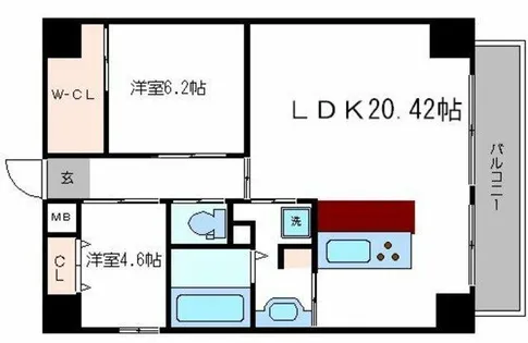 オービットステージ新町【4階】の間取り
