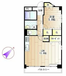 VERDE COLLINA【107号室】の間取り
