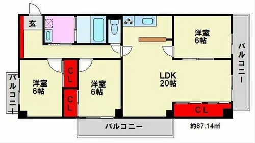 イトーピア高宮マンション【3階】の間取り
