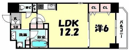 プレサンスロジェ堺筋本町【14階】の間取り