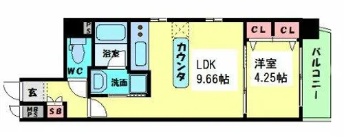 ラクラス江戸堀【6階】の間取り