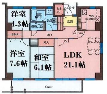 フィールトレイン【3階】の間取り