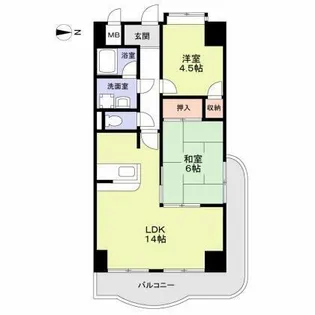 フローリッシュ北田【8階】の間取り