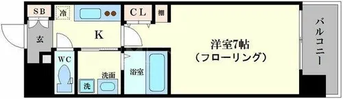 アーバネックス北堀江Ⅱ【1405号室】の間取り