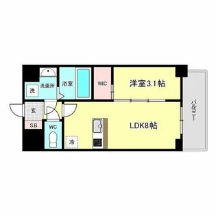 エスリードレジデンス ザ・グラン大阪福島クラス【7階】の間取り