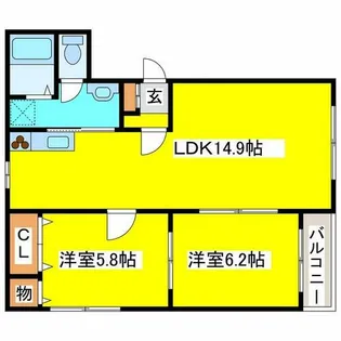アービス新富Ⅱ【3B号室】の間取り