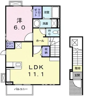 大阪府大阪狭山市茱萸木5丁目【アパート】の間取り