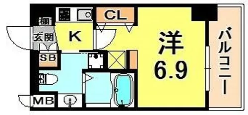 エステムコート三宮駅前3マジェスティ【8階】の間取り