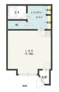 ハイツイワクラB棟【101号室】の間取り