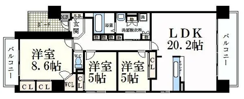 キャッスルコート飾磨【6階】の間取り