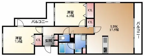 メルヴェイユ徳川【2階】の間取り