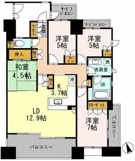 カスタリア上町台【12階】の間取り