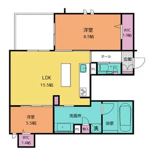 コートヤード元八事【102号室】の間取り