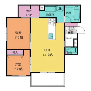 コートヤード元八事【103号室】の間取り