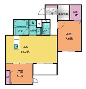 コートヤード元八事【105号室】の間取り