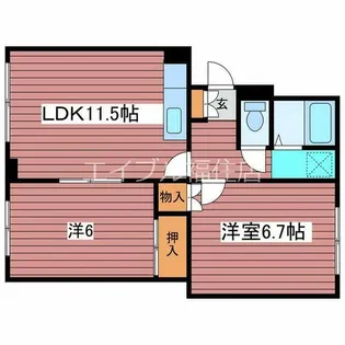 ルーベデンス月寒【4階】の間取り