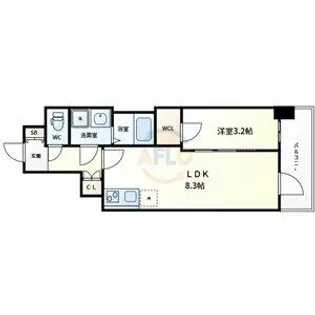 Alivis緑橋【1階】の間取り