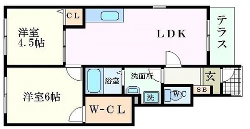 リバーサイドヴィラ西館【1階】の間取り
