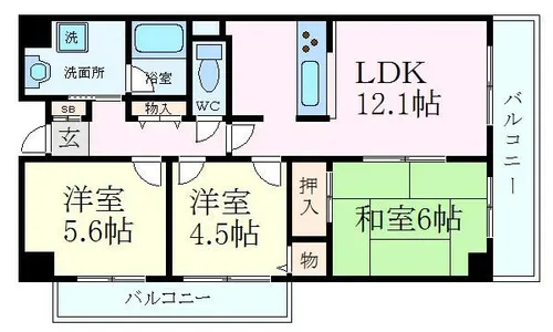 コム・ロワイヤル姫路幸町【5階】の間取り