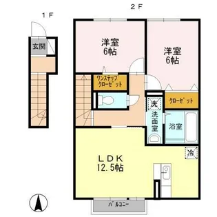 カーミー・芳川【A201号室】の間取り