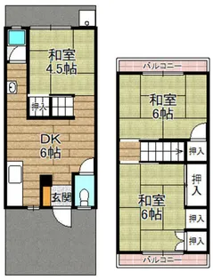 大阪府三島郡島本町広瀬2丁目【テラスハウス】の間取り
