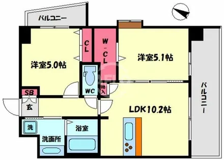 スプランディッド中之島WEST【10階】の間取り