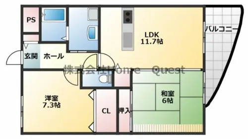 大阪府大阪市平野区長吉六反3丁目【マンション】の間取り