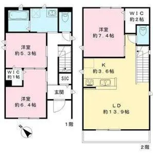 愛知県名古屋市千種区稲舟通1丁目【一戸建】の間取り