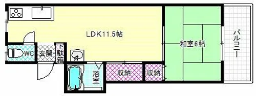 羽曳山第二サンハイツ【3階】の間取り