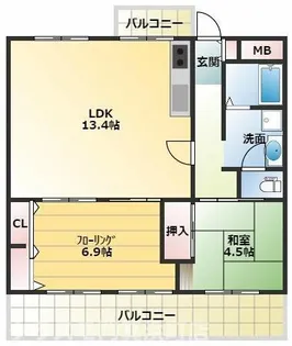 エル・セレーノ古川橋【4階】の間取り