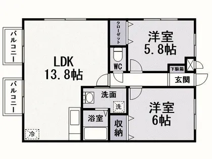 アムールN・KⅡ【1階】の間取り