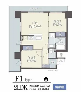 GRAND VILLASSE 福島【2階】の間取り