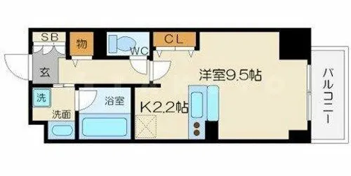 エスリード長堀タワー【7階】の間取り