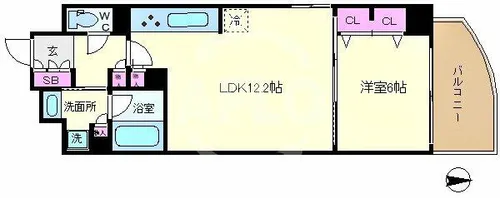 プレサンスロジェ堺筋本町【14階】の間取り