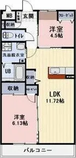 ビアリッツ【202号室】の間取り