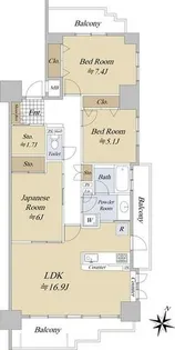 山手通シティハウス【9階】の間取り