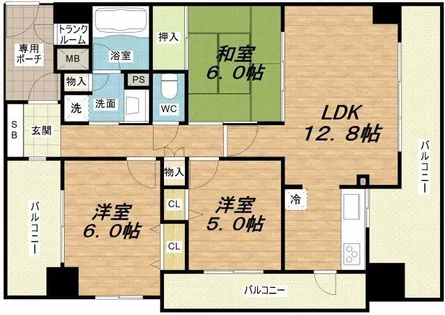 サンメゾン城東フォルテージ【14階】の間取り