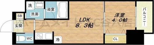 コンフォリア西天満【13階】の間取り