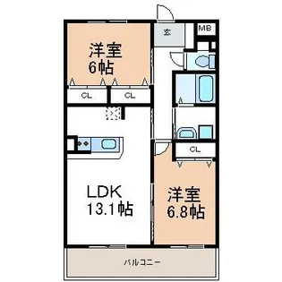 ベルデ東栄2【503号室】の間取り
