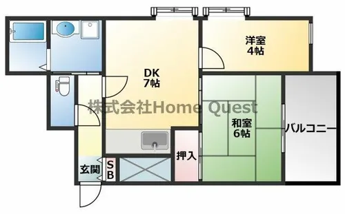 フラット八尾【4階】の間取り