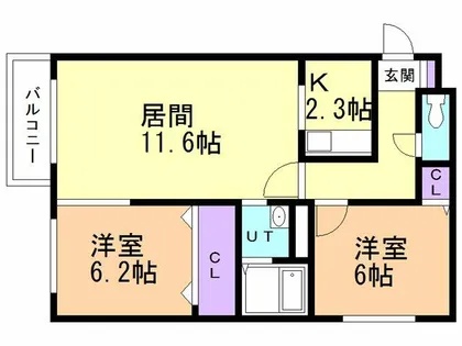 プレジャー室蘭駅前【105号室】の間取り