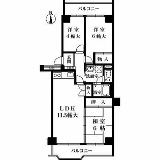 茨木レックスマンションA棟【3階】の間取り