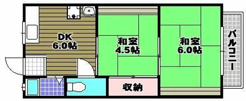 ブルースカイハイツB棟【1階】の間取り