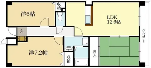 デミューズ木幡【2階】の間取り