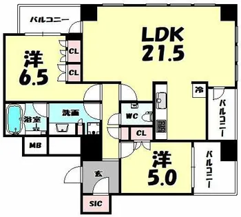 クラッシィタワー淀屋橋【2004号室】の間取り