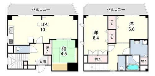 六甲グランフォーレ【4階】の間取り