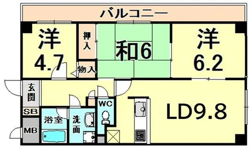 メゾンドール荒牧【3階】の間取り