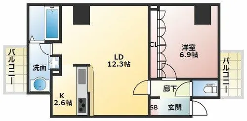 アステリオ北堀江 ザ・メトロタワー【17階】の間取り